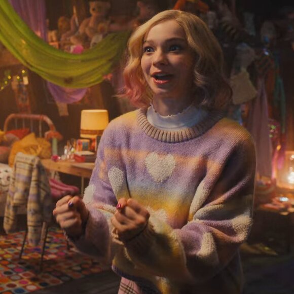 Stradivarius Heart Detail Pattern Rainbow Sweater ASO Enid Sinclair - Picture 7 of 8